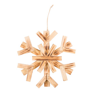 Schneeflocke aus Holz mit Hänger     Groesse: 20x20x2cm    Farbe: naturfarben