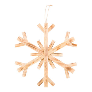 Schneeflocke aus Holz mit Hänger     Groesse: 30x30x2cm    Farbe: naturfarben