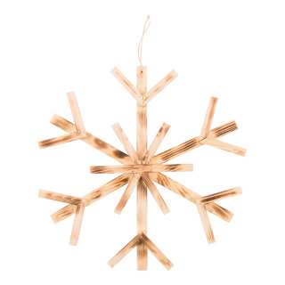 Schneeflocke aus Holz mit Hänger     Groesse: 40x40x2,5cm    Farbe: naturfarben