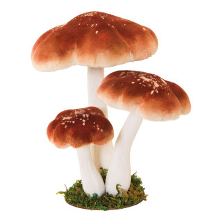 Steinpilz-Gruppe 3-fach, aus Styropor     Groesse: 25x22x30cm    Farbe: braun/weiß