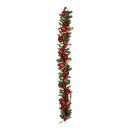 Fir garland decorated with balls and decorative ribbon -...