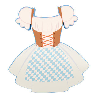Tracht-Dirndl aus Styropor, doppelseitig, mit 2 Aufhängeösen     Groesse: 60x56x4,5cm    Farbe: blau/weiß