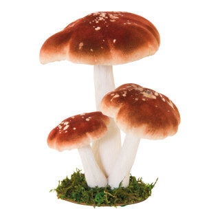 Group of forest mushrooms 3-fold - Material: out of styrofoam - Color: brown/white - Size: 17x15x21cm