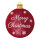 Weihnachtskugel aus Metall, flach, mit Aufsteller, »Merry Christmas«     Groesse: 70cm    Farbe: rot/weiß