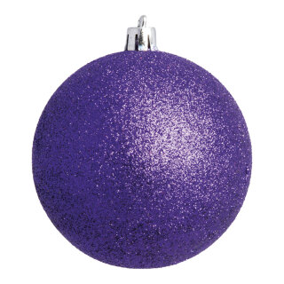 Weihnachtskugel, violett beglittert, 6 St./Karton, Größe: Ø 8cm Farbe: