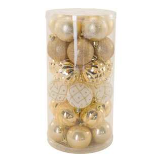 Christmas balls 30 pcs. - Material: out of plastic - Color: gold/white - Size: Ø 6cm