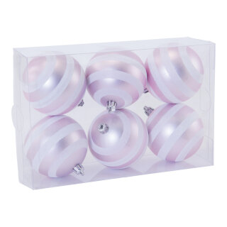 Christmas balls 6 pcs. - Material: out of plastic - Color: matt pink/white - Size: Ø 8cm