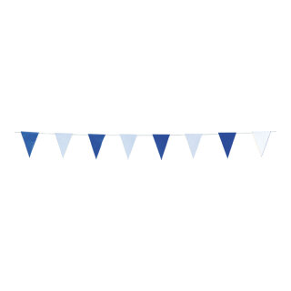 Wimpelkette 14-fach, aus Papier, mit Hänger  #   Groesse: 400cm, Fahne: 23,5x16cm    Farbe: weiß/blau