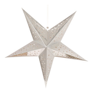 Star foldable  - Material: 5-pointed with hole pattern paper - Color: silver - Size: Ø 60cm