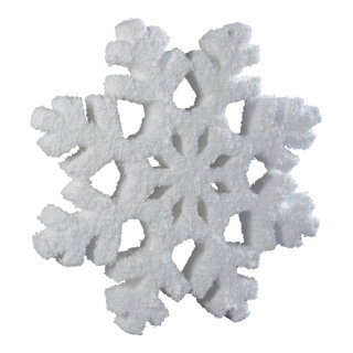 Schneeflocke aus Styropor, selbststehend     Groesse: 90x90x12cm    Farbe: weiß