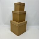 Schachtelsatz GROSS aus Karton natur glatt/gerippt 3er Set