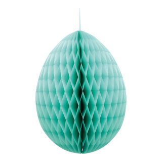 Honeycomb egg out of paper, with hanger, foldable, self-adhesive     Size: Ø 40cm    Color: light green