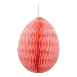 Waben-Ei aus Papier, mit Hänger, faltbar, selbstklebend     Groesse: Ø 30cm    Farbe: rosa