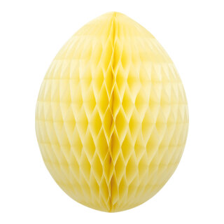 Honeycomb egg out of paper, with hanger, foldable, self-adhesive     Size: Ø 20cm    Color: light yellow
