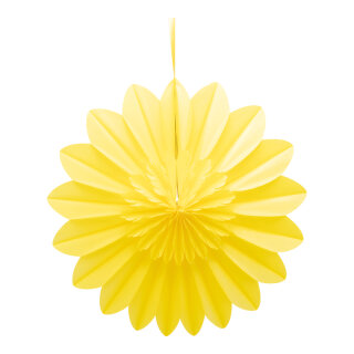 Flower rosette out of paper, with hanger, foldable, self-adhesive     Size: 70cm    Color: yellow