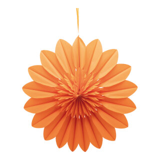 Blumenrosette aus Papier, mit Hänger, faltbar, selbstklebend     Groesse: 70cm    Farbe: orange