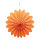 Blumenrosette aus Papier, mit Hänger, faltbar, selbstklebend     Groesse: 70cm    Farbe: orange