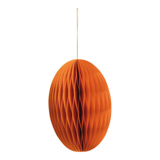 Honeycomb egg out of kraft paper, with magnetic closure & hanger     Size: Ø 20cm    Color: orange