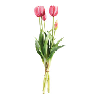 Tulip bunch 5-fold, out of artificial silk/plastic, flexible, real-touch effect     Size: 40cm, stem: 35cm    Color: fuchsia