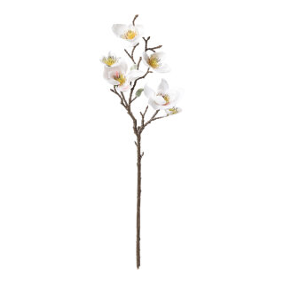 Magnolia spray with 5 flowers & 2 buds, out of artificial silk/plastic, flexible     Size: 49cm, stem: 26cm    Color: white