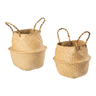 Körbe 2-er Set, aus Seegras, mit Henkel     Groesse: M: 27x23cm, L: 32x27cm    Farbe: naturfarben