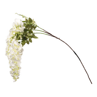 Wisteria spray 3-fold, out of plastic/artificial silk, flexible     Size: 100cm, stem: 47cm    Color: white/green