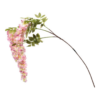 Wisteria spray 3-fold, out of artificial silk/ plastic, flexible     Size: 100cm, stem: 47cm    Color: rose/green