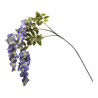 Wisteria spray 3-fold, out of artificial silk/ plastic, flexible     Size: 100cm, stem: 47cm    Color: blue/green