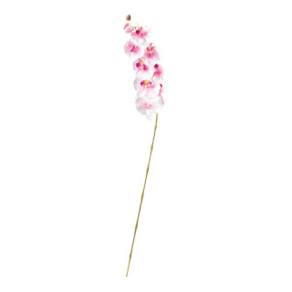 Orchid on stem out of artificial silk/ plastic, flexible, 2 buds 8 flowers     Size: 100cm    Color: pink/white