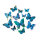 3D Butterflies 12-fold, out of plastic, in a bag, with magnet including adhesive dots     Size: 6-12cm    Color: blue