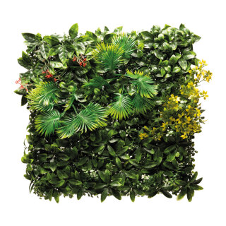 Grass panel out of plastic, with flowers, with various leaves     Size: 50x50cm    Color: green