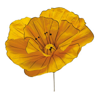 Blüte aus Papier, mit kurzem Stiel, biegsam     Groesse: Ø50cm, Stiel: 24cm    Farbe: gelb