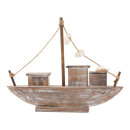 Boat with shells out of wood/rope     Size: 30x23x4,5cm...
