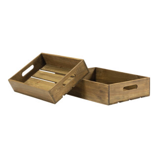 Wooden boxes in set 2-fold,, nested     Size: 40x30x10cm, 35x25x8cm    Color: light brown