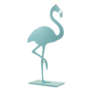 Flamingo auf Bodenplatte aus MDF     Groesse: 85x45cm, Dicke: 12mm    Farbe: hellblau