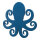 Octopus out of MDF, with hanger     Size: 30x35cm, thickness: 6mm    Color: dark blue