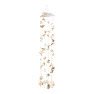 Wind chime with real shells, with S-hook, for hanging     Size: 75x12cm    Color: white/natural-coloured