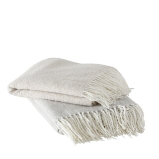 Decke Moiko., Polyester, Einfarbig, Cremeweiß