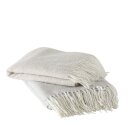 Decke Moiko., Polyester, Einfarbig, Cremeweiß