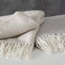 Decke Moiko., Polyester, Einfarbig, Cremeweiß