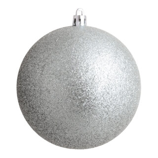 Weihnachtskugel, silber glitter      Groesse:Ø 10cm   Info: SCHWER ENTFLAMMBAR