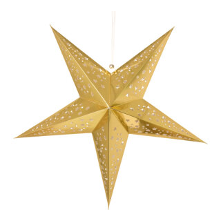 Faltstern 5-zackig, mit Lochmuster, Papier     Groesse: Ø 40cm    Farbe: gold