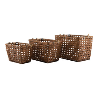 Bamboo basket set of 3, nested     Size: 57x37x38cm, 51x29x33cm, 45x27x28cm    Color: natural