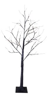 Baum mit 120 LEDs, aus Kunststoff, 3m Zuleitung, mit IP44 Transformer, 24V, für innen     Groesse: 180cm, Kunststofffuß: 21,5x21,5x6cm    Farbe: schwarz/warm weiß
