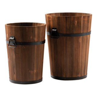 Buckets 2 pcs., out of fir wood, nested     Size: 40x30cm, 35x25cm    Color: brown