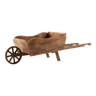 Wheelbarrow out of fir wood, for assembly, incl.assembly instructions     Size: 138x46x40cm, planter 65x46x25cm    Color: brown
