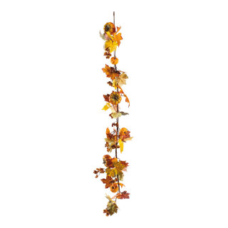 Herbstgirlande, beschmückt aus Kunststoff/Kunstseide, mit Beeren, Kürbisse, biegsam     Groesse:150cm    Farbe:orange/grün