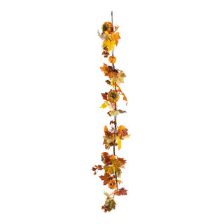 Herbstgirlande, beschmückt aus Kunststoff/Kunstseide, mit Beeren, Kürbisse, biegsam     Groesse: 150cm    Farbe: orange/grün