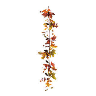 Herbstgirlande, beschmückt aus Kunststoff/Kunstseide, biegsam, mit Tannenzapfen, Eicheln     Groesse: 150cm    Farbe: orange/grün/rot