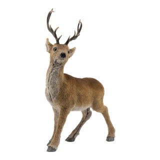 Hirsch aus Styropor/Stoff, stehend, mit Geweih     Groesse: 48x24x66,5cm    Farbe: braun